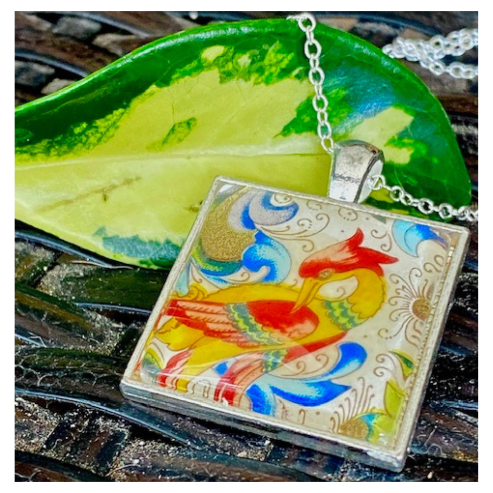 Florentine Glass Tile Pendant Necklaces