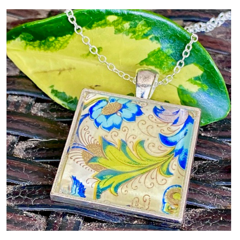 Florentine Glass Tile Pendant Necklaces