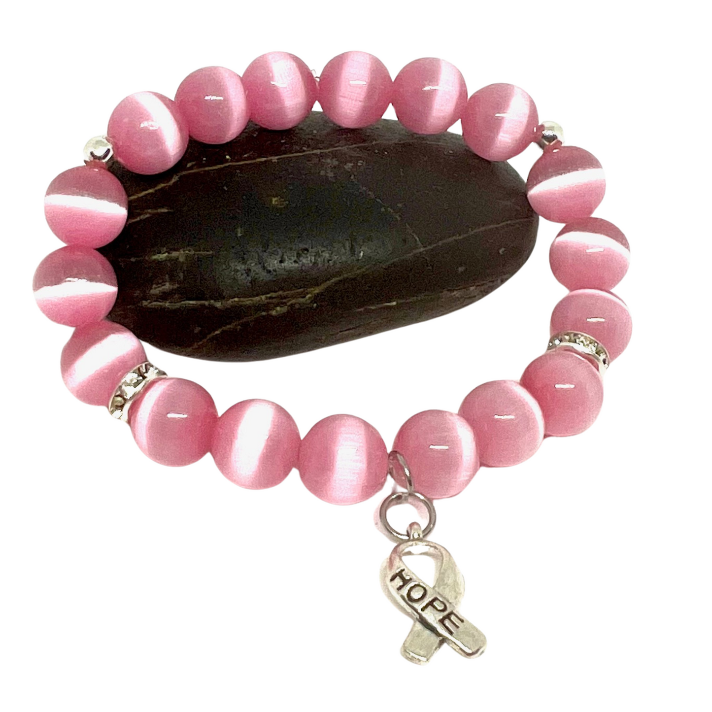 Pink Breast Cancer Awareness Beaded Stretch Bracelets