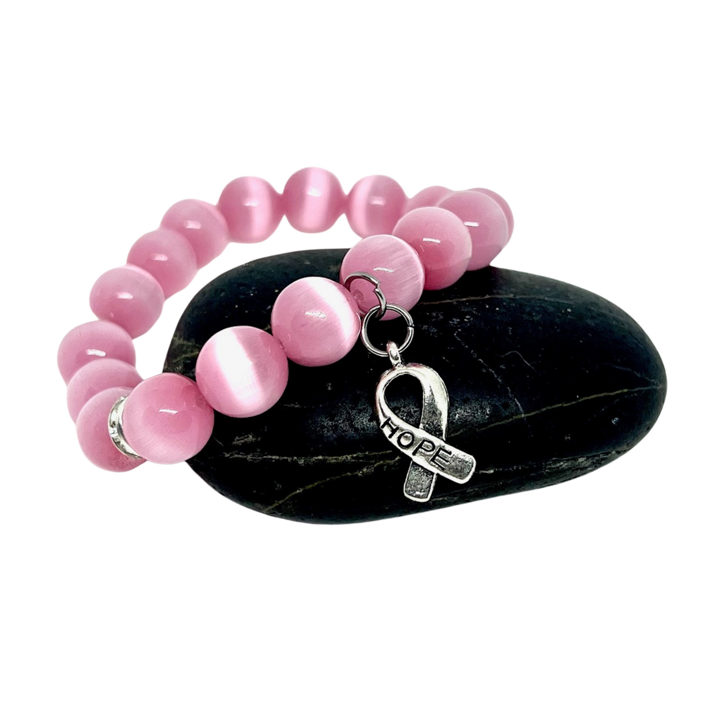 Pink Breast Cancer Awareness Beaded Stretch Bracelets