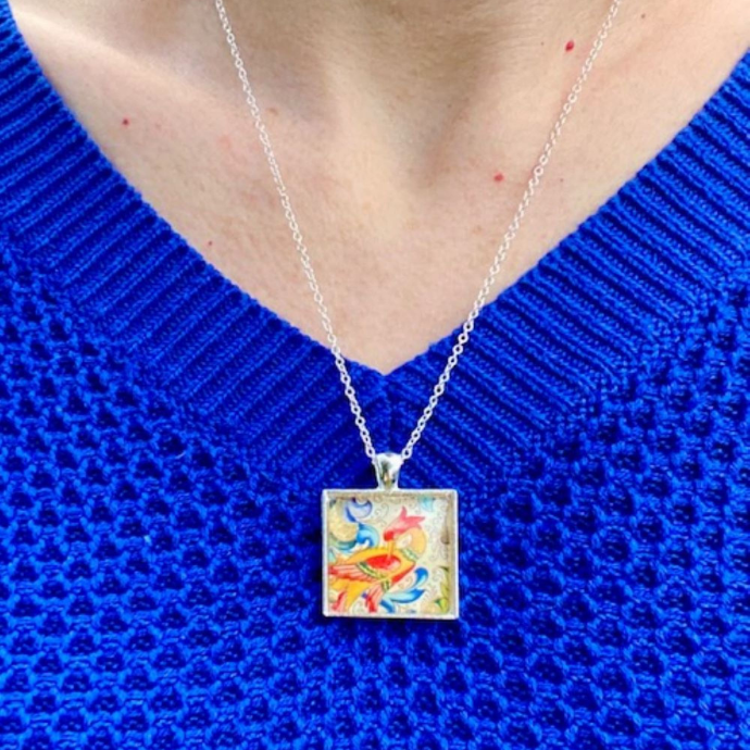 Florentine Glass Tile Pendant Necklaces