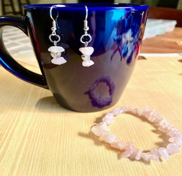 Rose Quarts Dangle Earrings