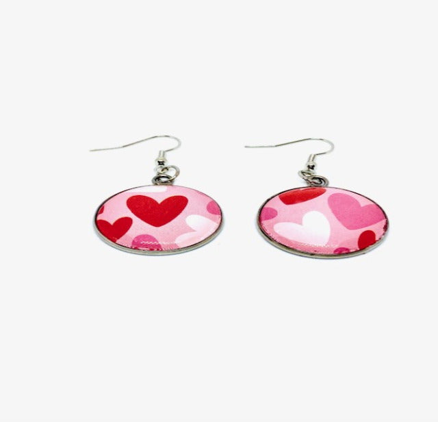 Hearts Dangle Hook Earrings