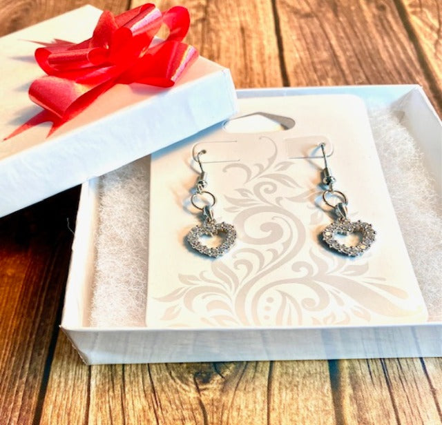 Sterling Silver and Cubic Zirconia Small Heart Earrings