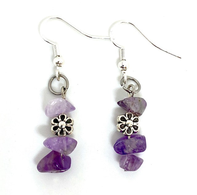 Natural Amethyst Dangle Earrings