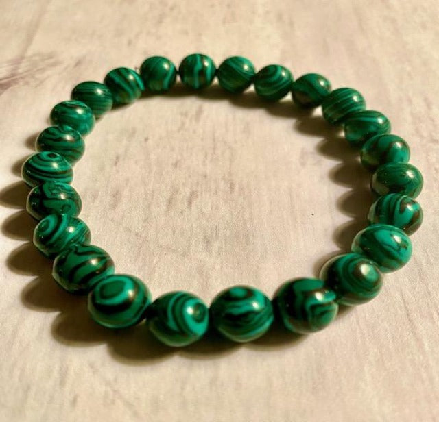 Manmade Malachite Elastic Bracelet