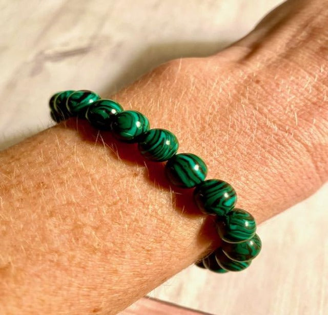 Manmade Malachite Elastic Bracelet