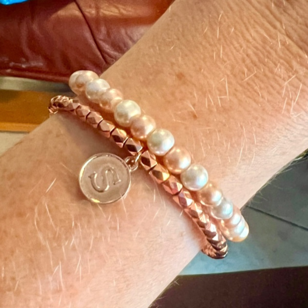 Personalized Bracelet Mini Stack with Initial Letter Charm