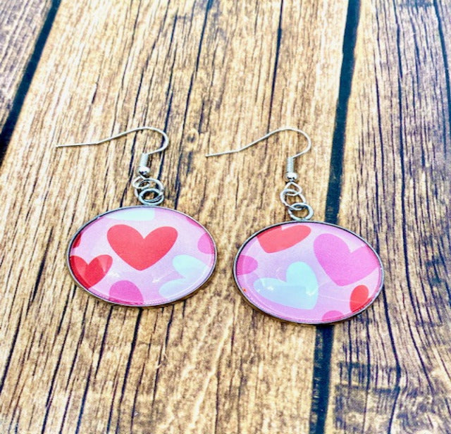 Hearts Dangle Hook Earrings