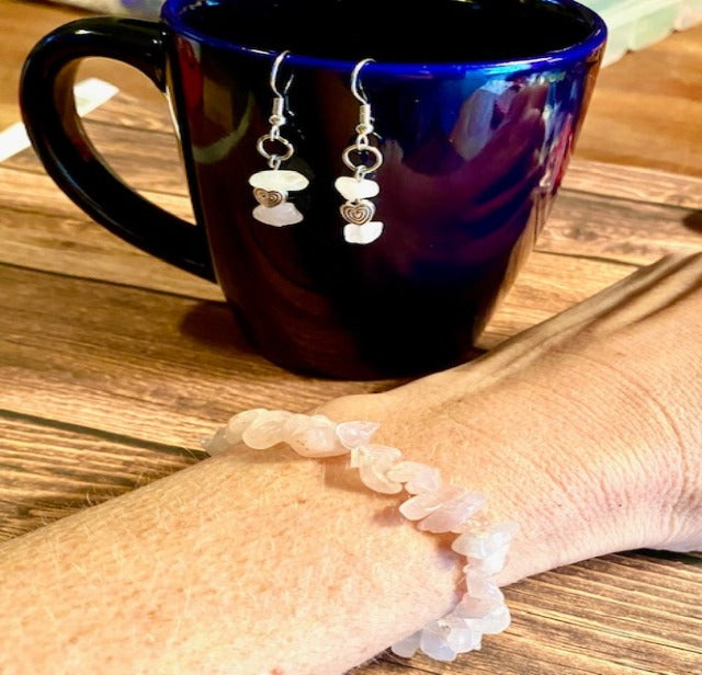Rose Quarts Dangle Earrings