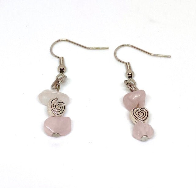 Rose Quarts Dangle Earrings