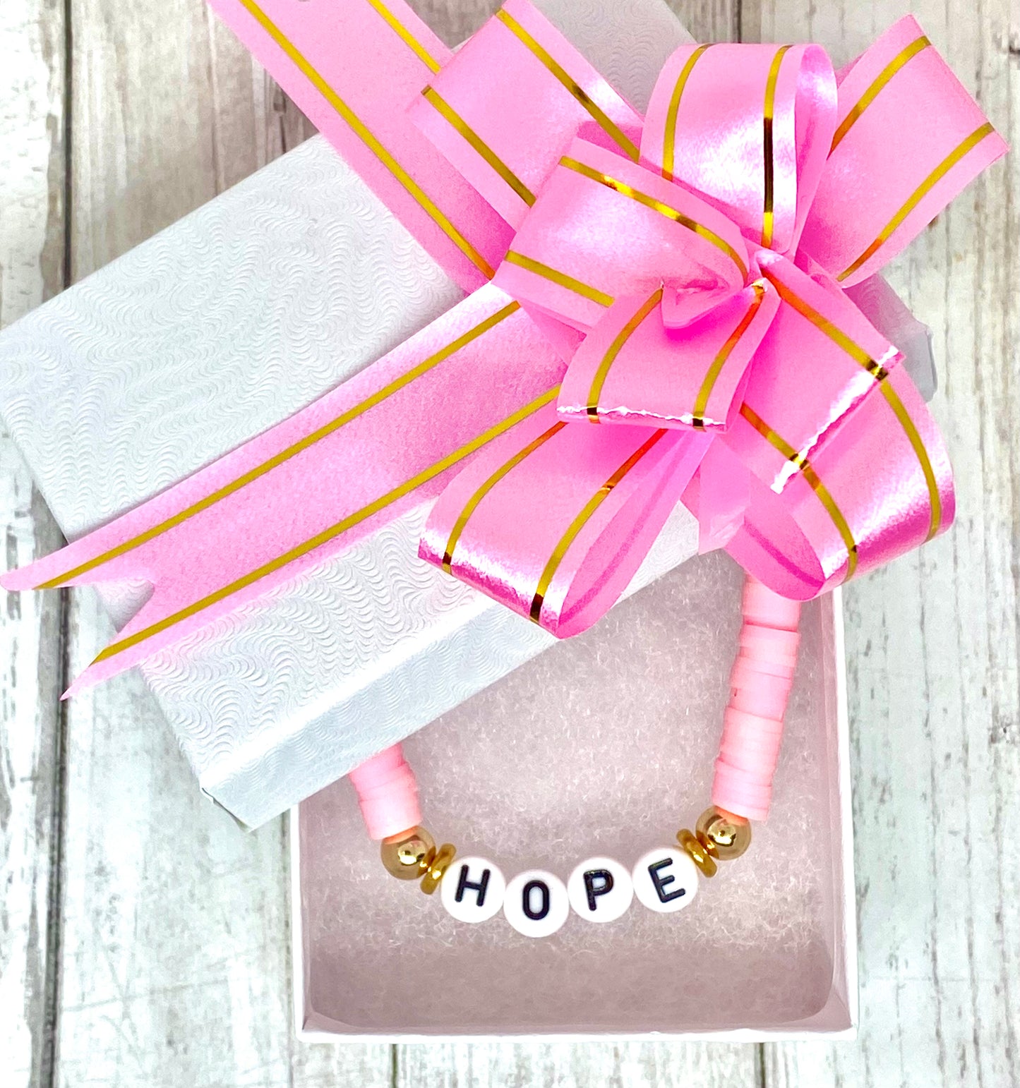 Custom Breast Cancer Heishi Word Bracelets