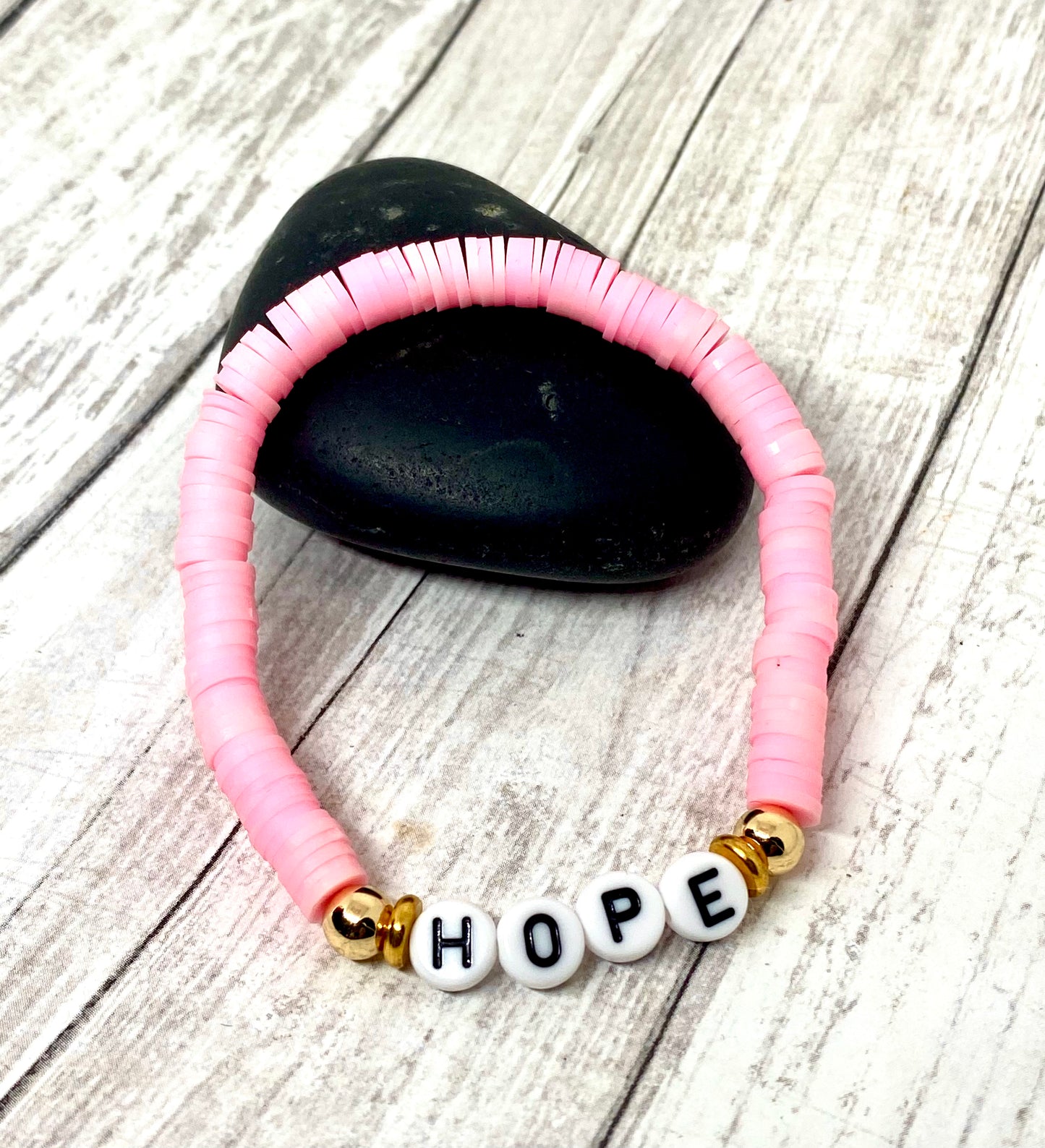 Custom Breast Cancer Heishi Word Bracelets