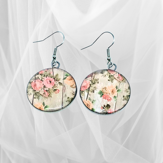 Floral Circular Pendant Earrings