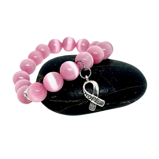 Pink Breast Cancer Awareness Beaded Stretch Bracelets