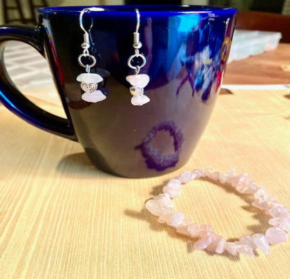 Rose Quarts Dangle Earrings