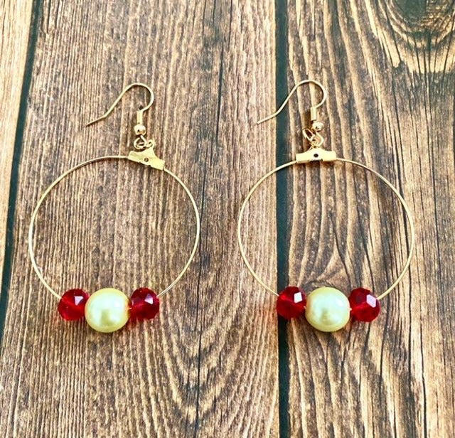 Glass Bead "Pearl" Earrings and Stretch Bracelets
