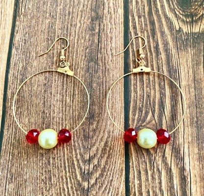 Glass Bead "Pearl" Earrings and Stretch Bracelets