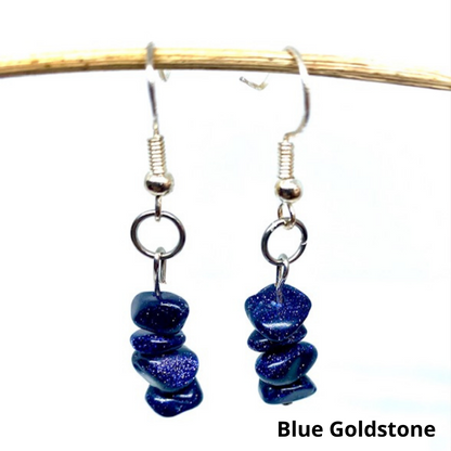 Natural Gemstone Chip Dangle Earrings