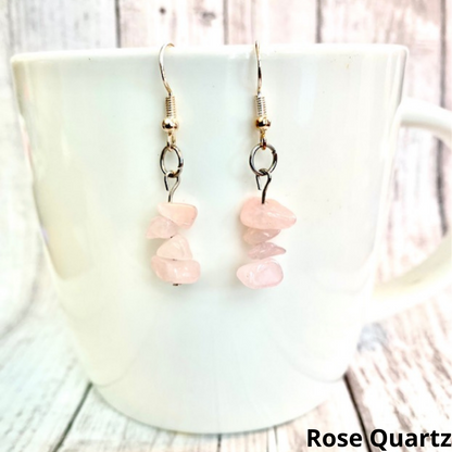 Natural Gemstone Chip Dangle Earrings