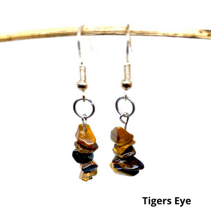 Natural Gemstone Chip Dangle Earrings