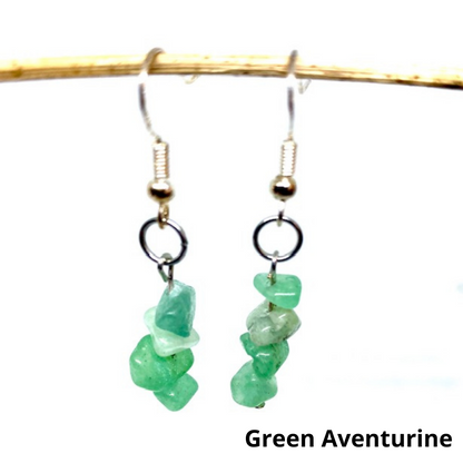 Natural Gemstone Chip Dangle Earrings