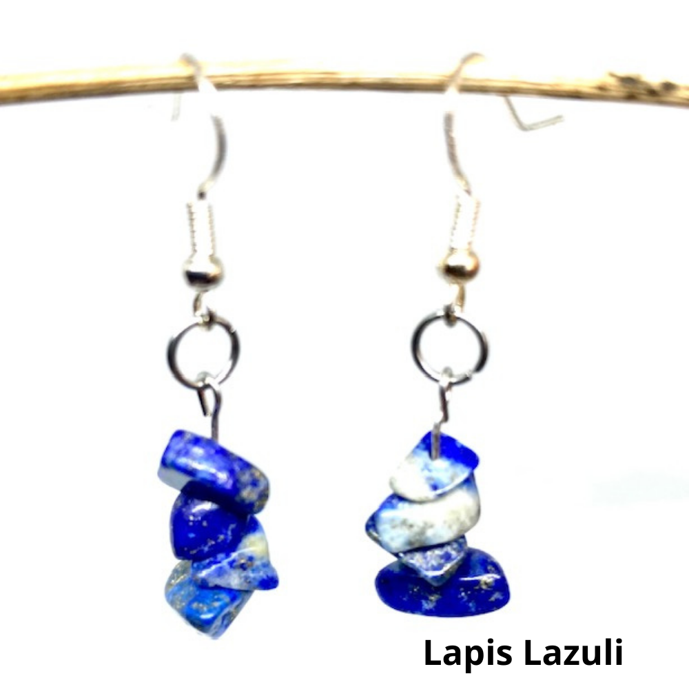 Natural Gemstone Chip Dangle Earrings