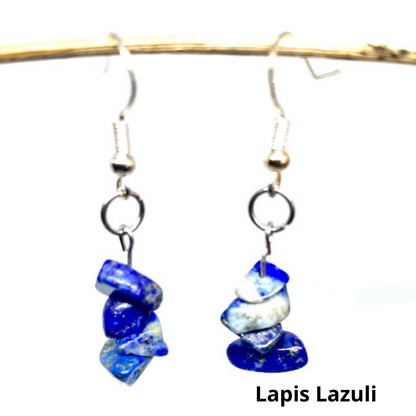 Natural Gemstone Chip Dangle Earrings