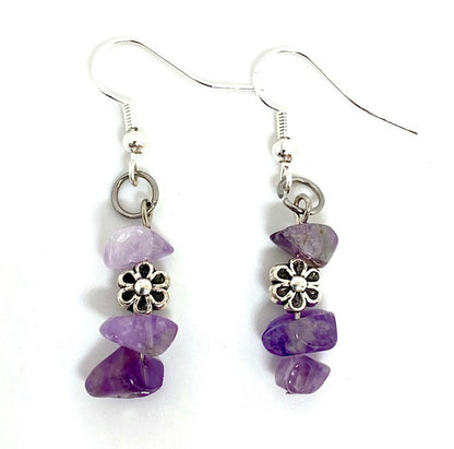 Natural Amethyst Dangle Earrings