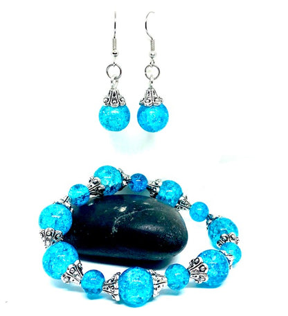 Crystal Ball Beaded Earrings and Bracelet Sets