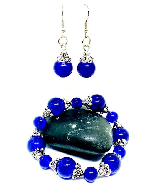 Crystal Ball Beaded Earrings and Bracelet Sets