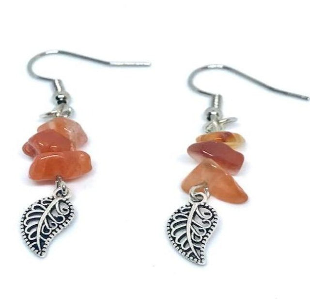Red Agate Gemstone Chip Earrings