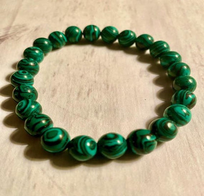 Manmade Malachite Elastic Bracelet