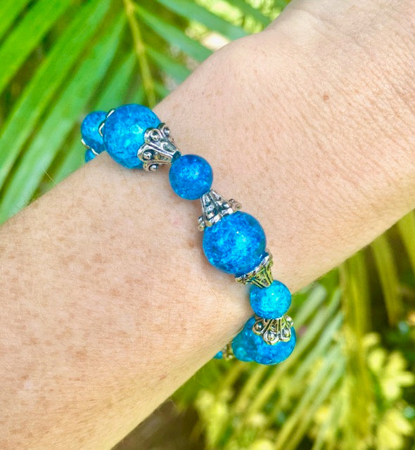 Crystal Ball Beaded Earrings and Bracelet Sets