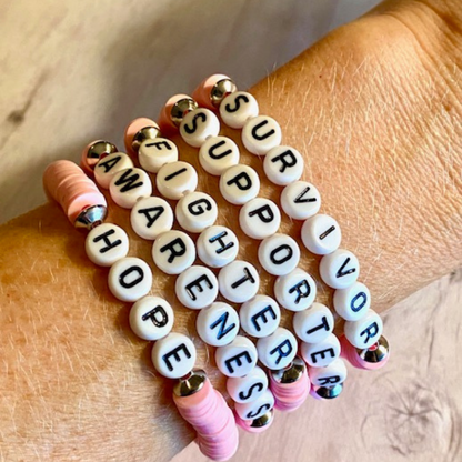Custom Breast Cancer Heishi Word Bracelets