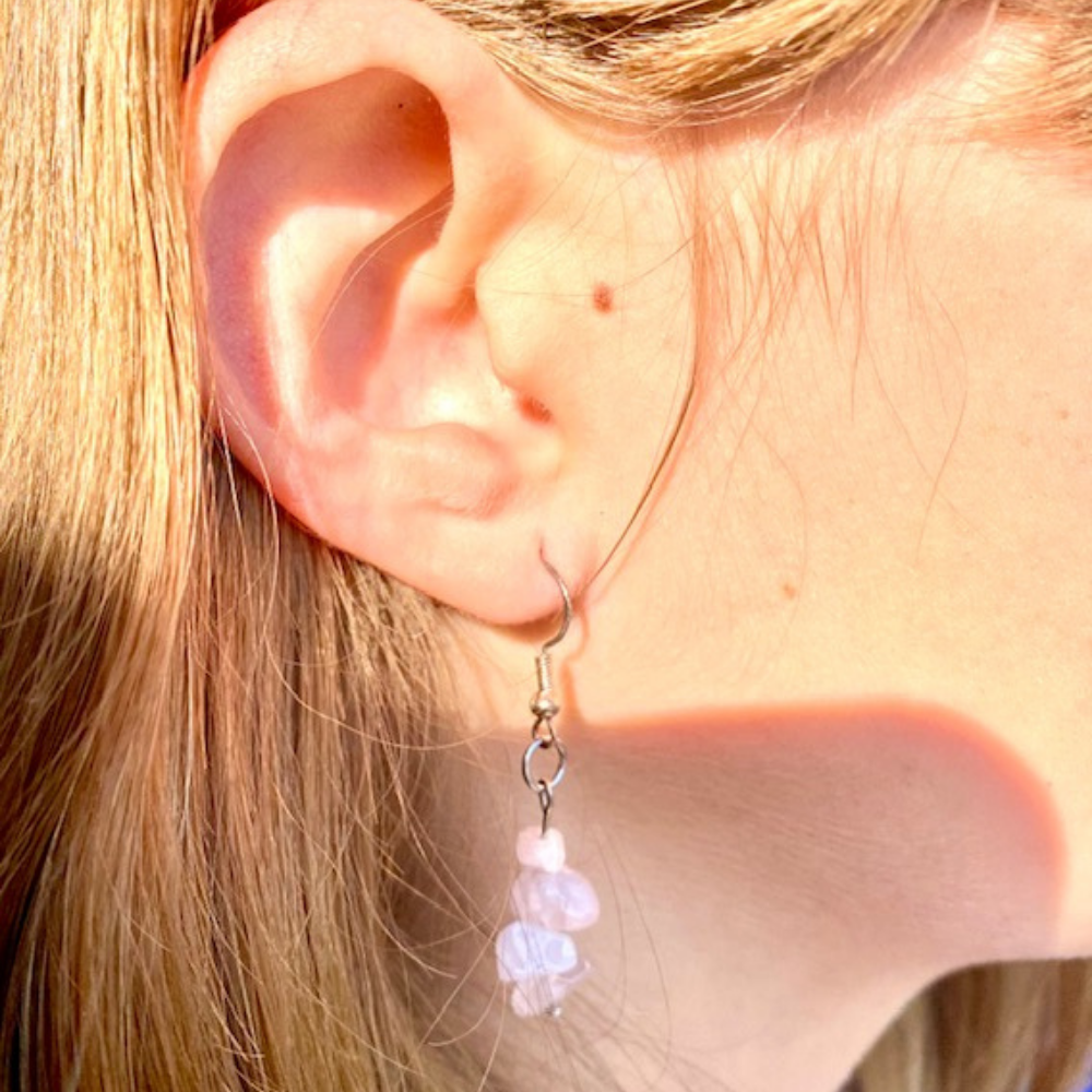 Natural Gemstone Chip Dangle Earrings